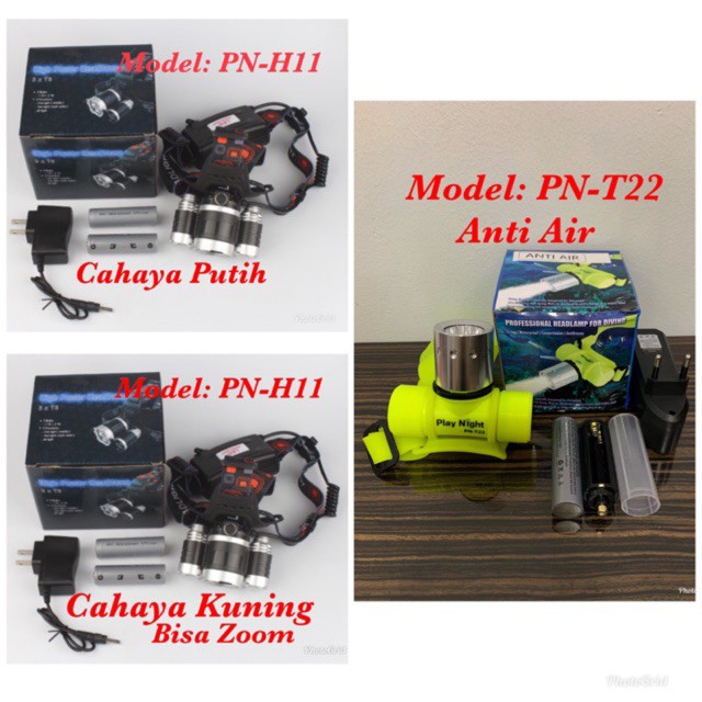 Lampu / Senter Kepala / Lampu Kepala /High Power Headlamp Cree Cahaya Putih / Kuning/ Anti Air