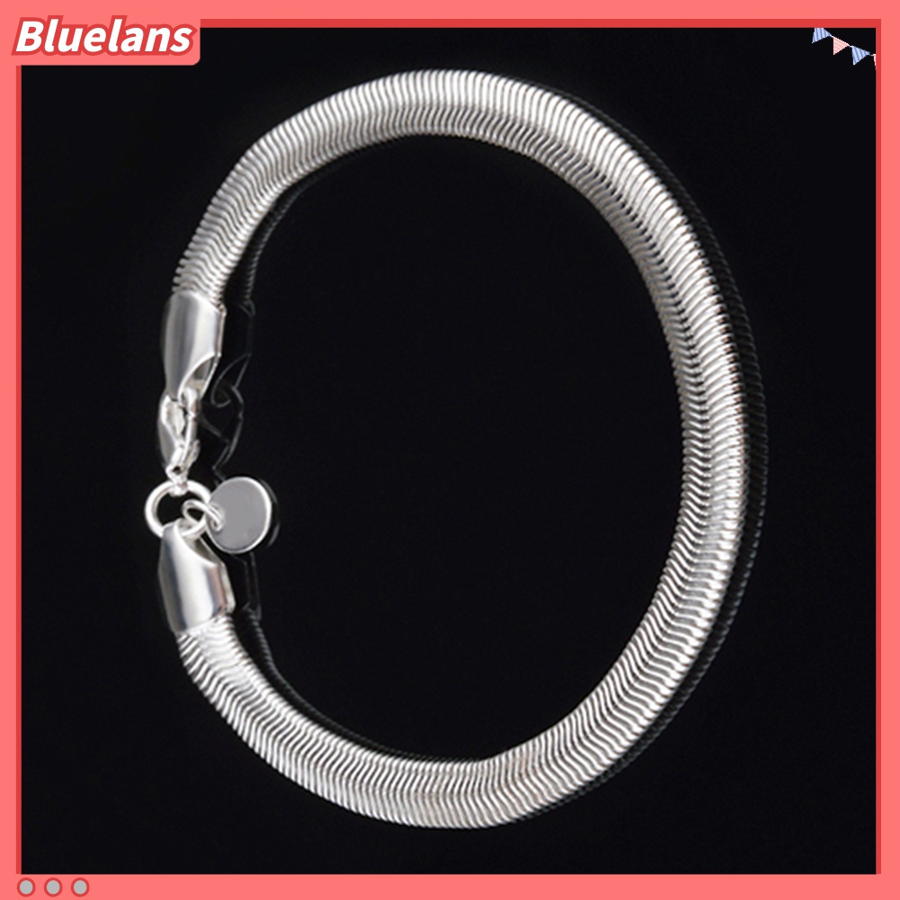 Gelang Rantai Ular Lapis Silver Ukuran 6mm Dengan Gesper Lobster Untuk Unisex