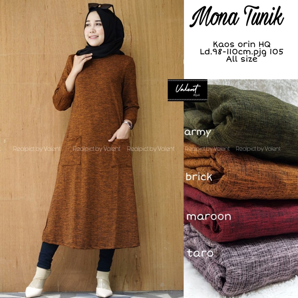 Mona Tunik Kaos Import Premium by Valent Hijab Fashion Ori Solo Baju Wanita