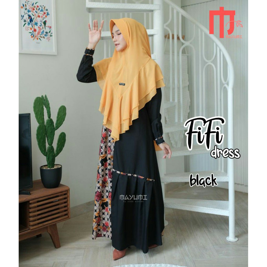 Baju Gamis Syar'i Busui Friendly Motif Batik Bahan Katun Toyobo Adem Halus Fifi Dress Original Brand