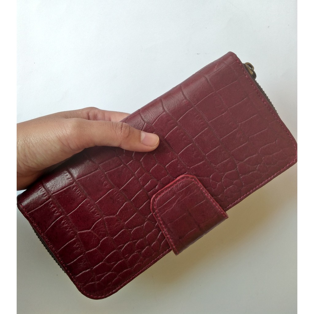 Dompet Kulit Wanita Model Dompet Lipat Resleting Wanita Bahan Kulit Asli