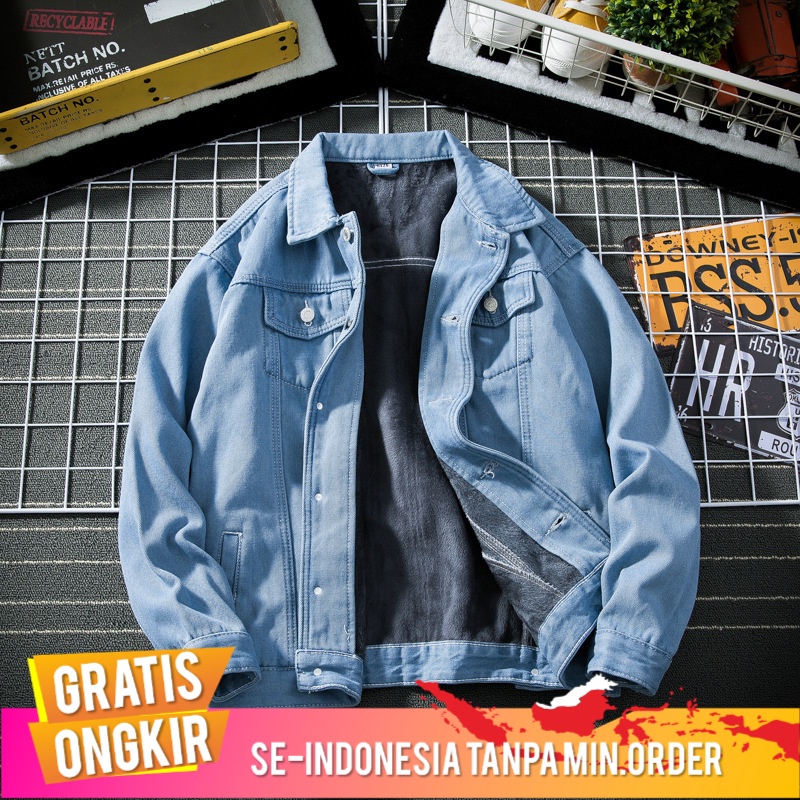 Outerwear Pria 2020   Denim  Bulu Berlapis Penebalan Jaket Denim Pria  Remaja Jaket Hangat Hits