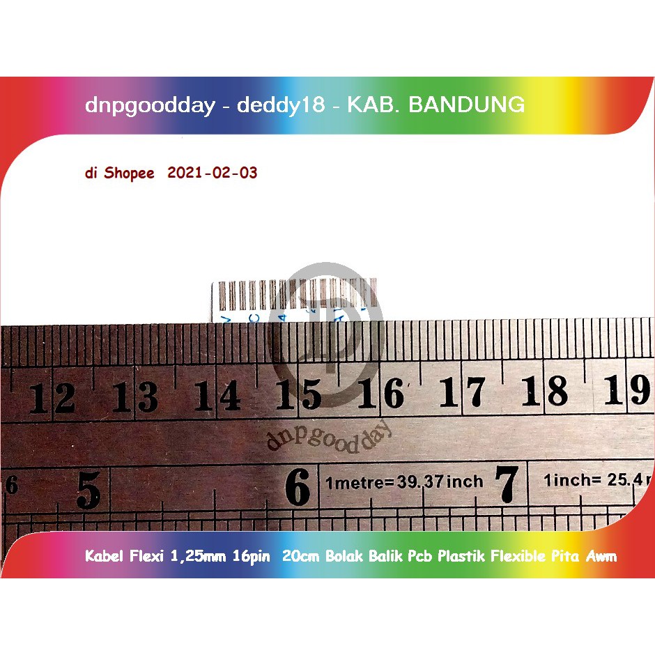 Kabel Flexi 1,25mm 16pin  20cm Bolak Balik Pcb Plastik Flexible Pita Awm