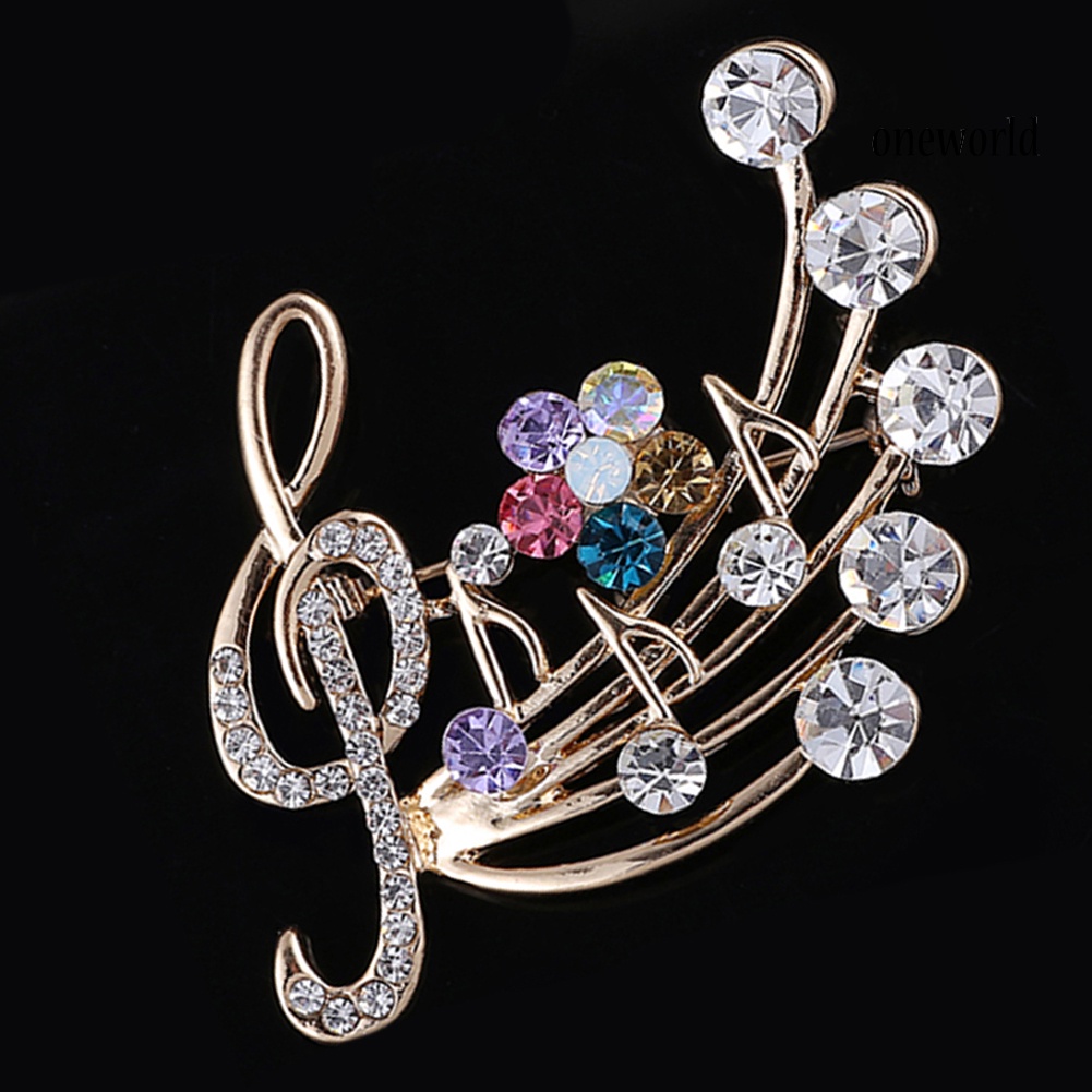 OW@ Women's Rhinestone Musical Note Blossom Brooch Pin Jewelry Party Xmas Gift