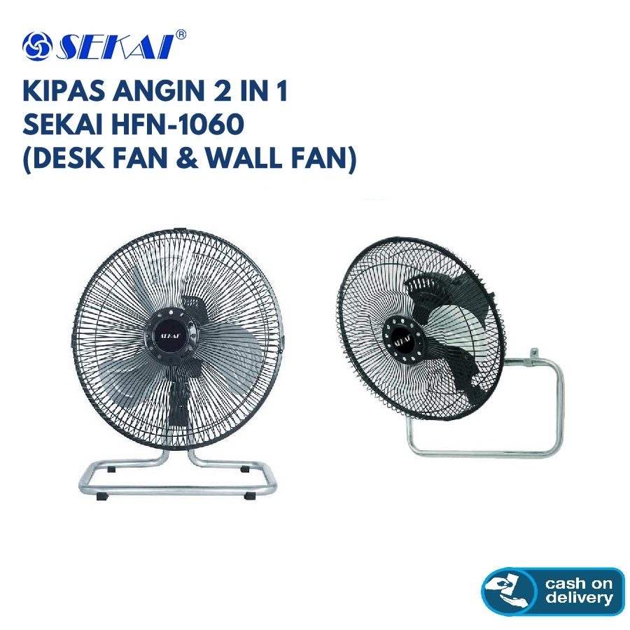 Sekai HFN-1060 Kipas Angin Meja Desk Wall Fan 10&quot; Metal Floor Fan 10 Inch Kipas 2in1 Sekai HFN1060