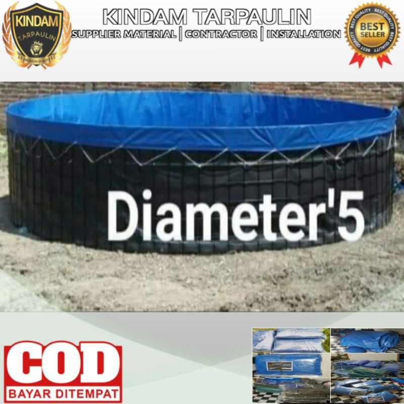 Kolam Terpal Bulat D5 x T1 SEMI KARET | Terpal Kolam MURAH