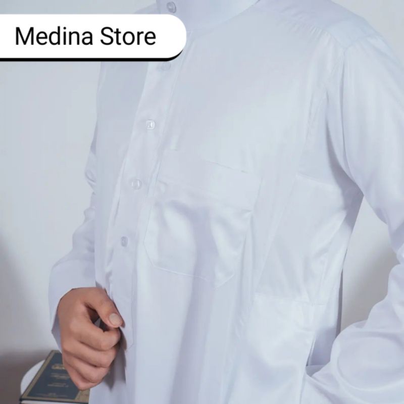 JUBAH AL HARAMAIN PUTIH POLYSTER ORI