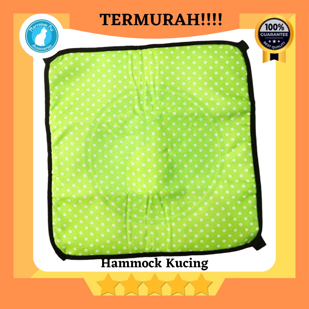 Tempat tidur Ayunan kucing gantung / cat hammock / ayunan kandang kucing-Polkadot Hijau Muda