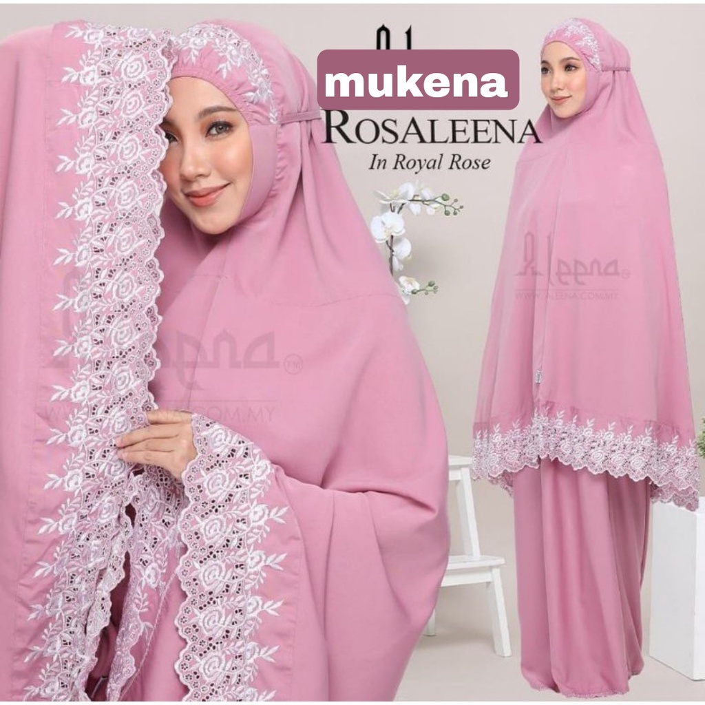 Mukena dewasa Rosaleena renda Bordir ukuran Jumbo mukena pasteleena terbaru 2021