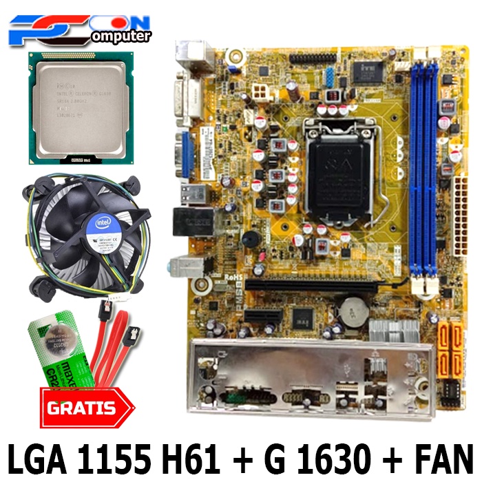 Mainboard Intel GA 1155 H61 dengan Processor G1630 PEGATRON