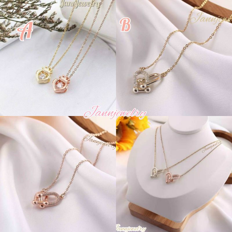 kalung titanium dancing stone Prince gold &amp; Rosegold