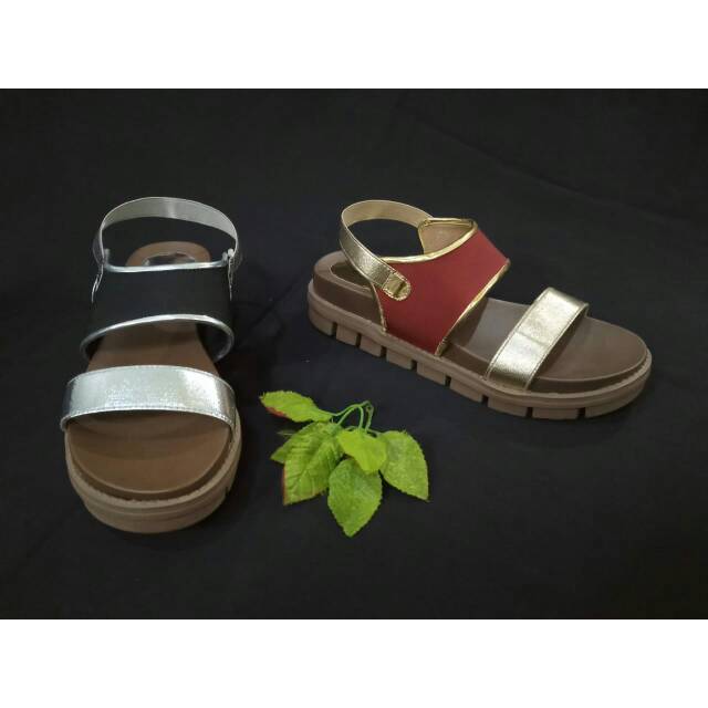 Sandal.wanita Giusti maroon/silver