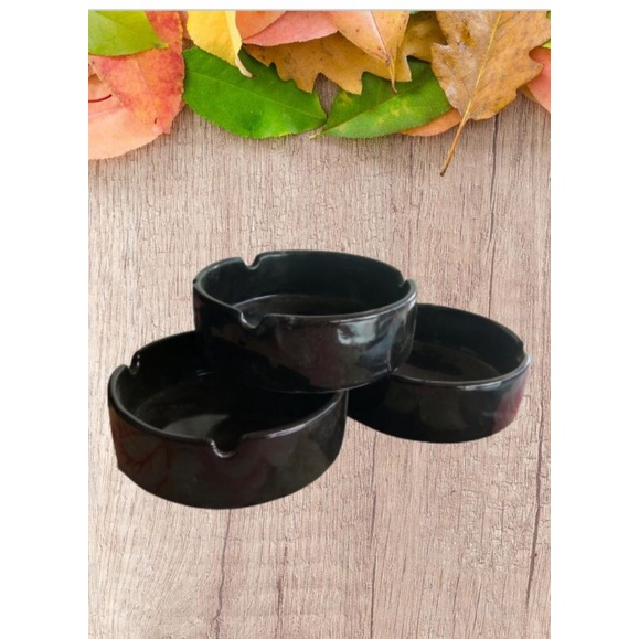 Asbak Keramik Warna Hitam Asbak Bulat Asbak Rokok Tempat Abu Rokok