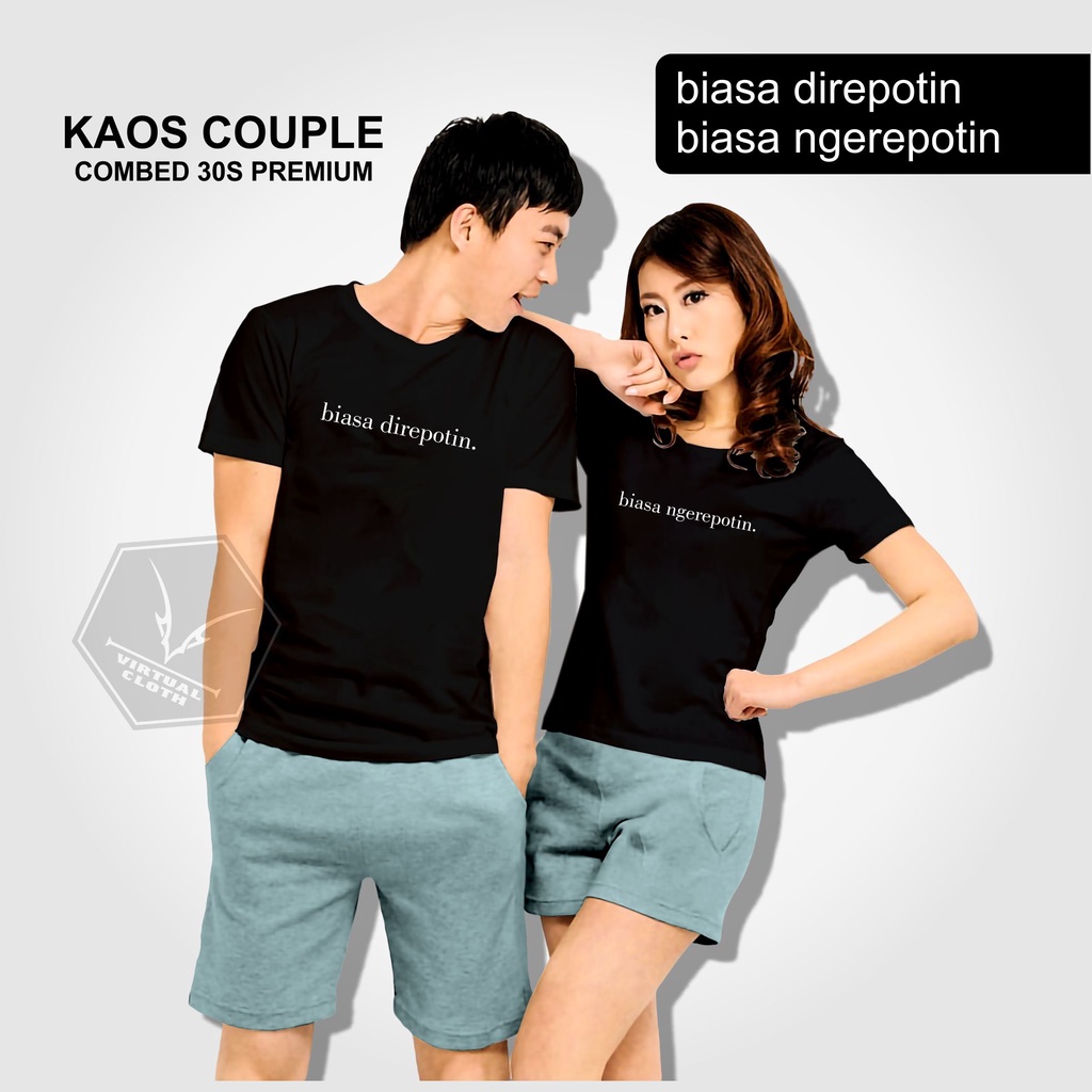 Kaos couple biasa repot direpotin / T-shirt berpasangan / baju kapel / hadiah pacar / kado ultah doi