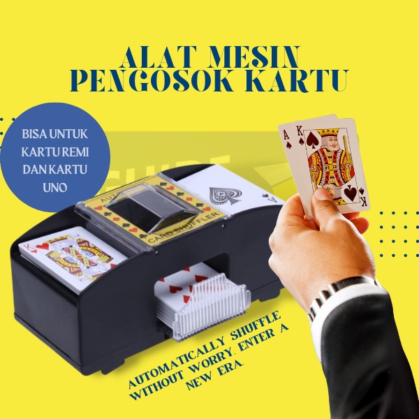 Alat mesin pengocok card shuffler kartu remi poker otomatis 1-2 Deck