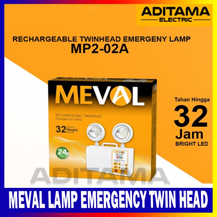 MEVAL LAMPU EMERGENCY DARURAT TWIN HEAD RECHARGEABLE MP2-02A