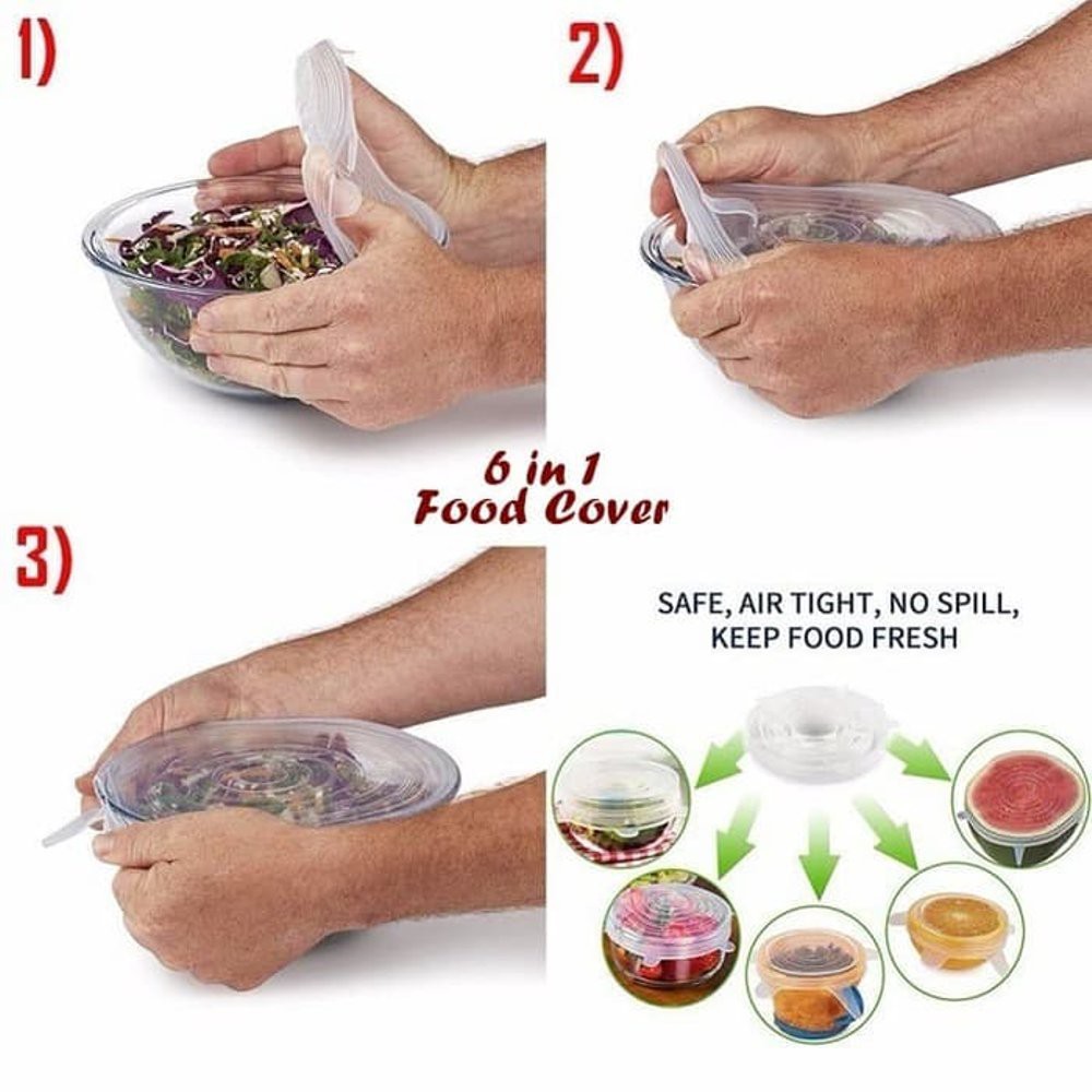 IKILOSHOP Fresh Food Silikon Cover Makanan Tetap Awet Anti Tumpah 6 in 1