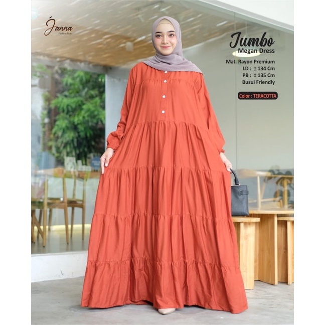 NEW MEGAN DRESS JUMBO LD134 MATT RAYON PREMIUM ORIGINAL JANNA