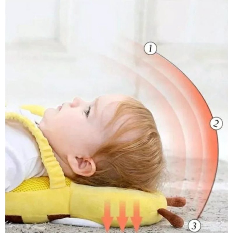 (Free Belt Bee Yellow) Bantal Pelindung Kepala Bayi Anti Jatuh / Baby Head Protektor / Head Neck Pillow Pad