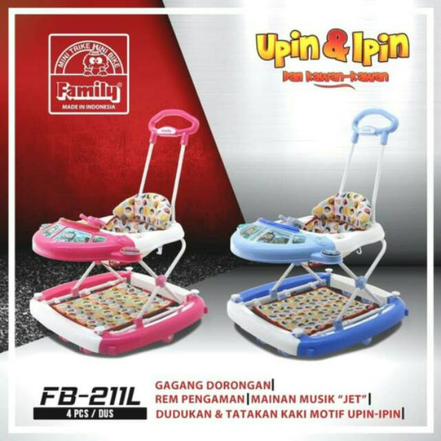 Family FB211L Baby Walker Rocking Upin Ipin Roda Alat Bantu Jalan Bayi