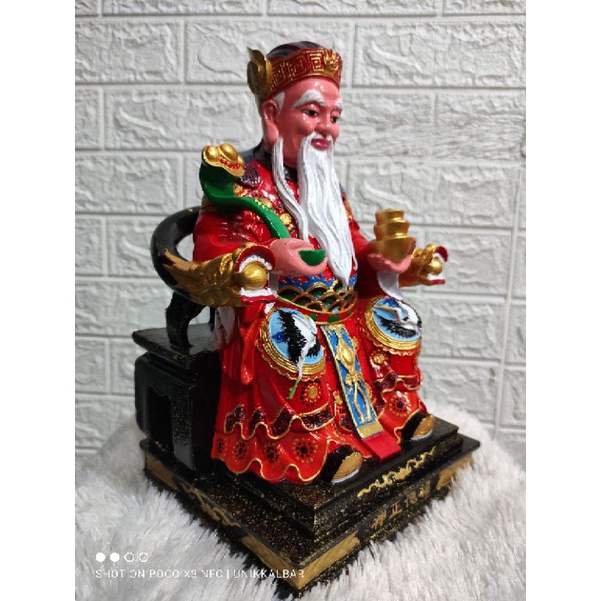 Patung Dewa Bumi Hok Tek Cin Sin /Tua Pakkung jubah merah 12 inch