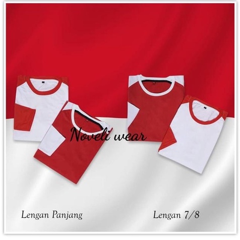 Noveli Wear - Kaos Raglan Seragam Merah Putih Hari KEMERDEKAAN 17 AGUSTUS HUT RI Se INDONESIA