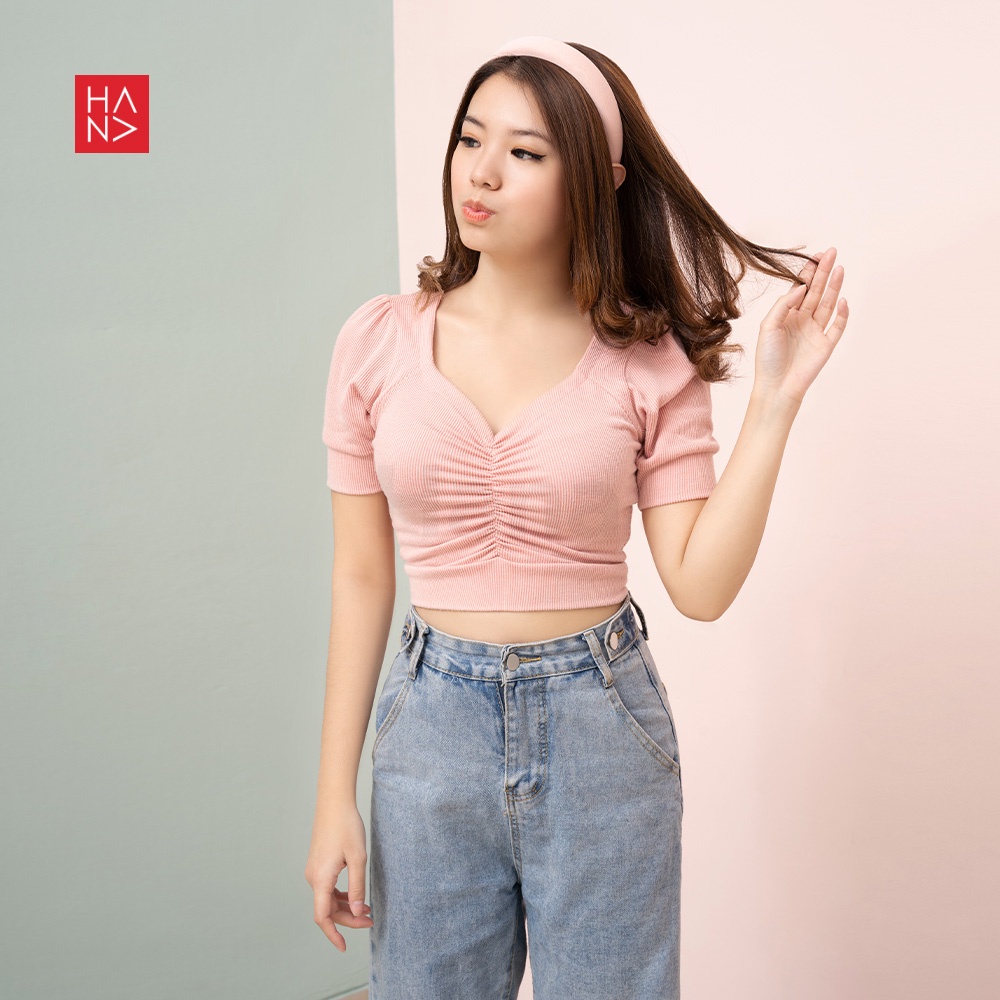 Hana Fashion -  Euna Crop Top Stylish Kaos Wanita / Kaos Crop Top - CT063