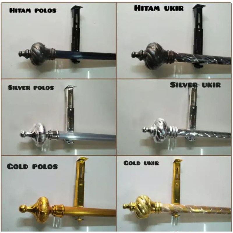 Besi Gorden / Batang Hordeng full set / Rel Gorden Minimalis / Tiang gorden 2 meter / Pipa Besi Bula
