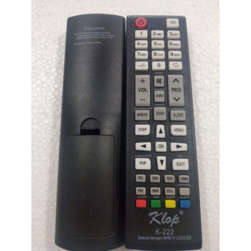 REMOTE TV UNIVERSAL KLOP 222 remot untuk segala merk LG SAMSUNG SHARP TOSHIBA POLYTRON SANYO HITACHI AKARI TCL CHANGHONG KONKA