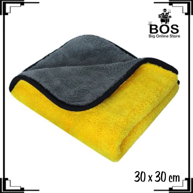 BOS - KAIN LAP MICROFIBER UK 25X25 / 30X30 / 30X40 CM | KAIN PENYERAP 2SISI PEMBERSIH SERBAGUNA