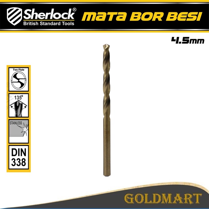 Mata Bor Besi HSSCO 4.5 mm Original Sherlock (Bisa Untuk Stainless Steel)