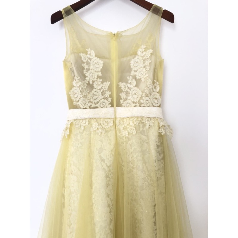 Gaun gown Pesta Prewedding wedding sweet 17 warna Yellow Kuning