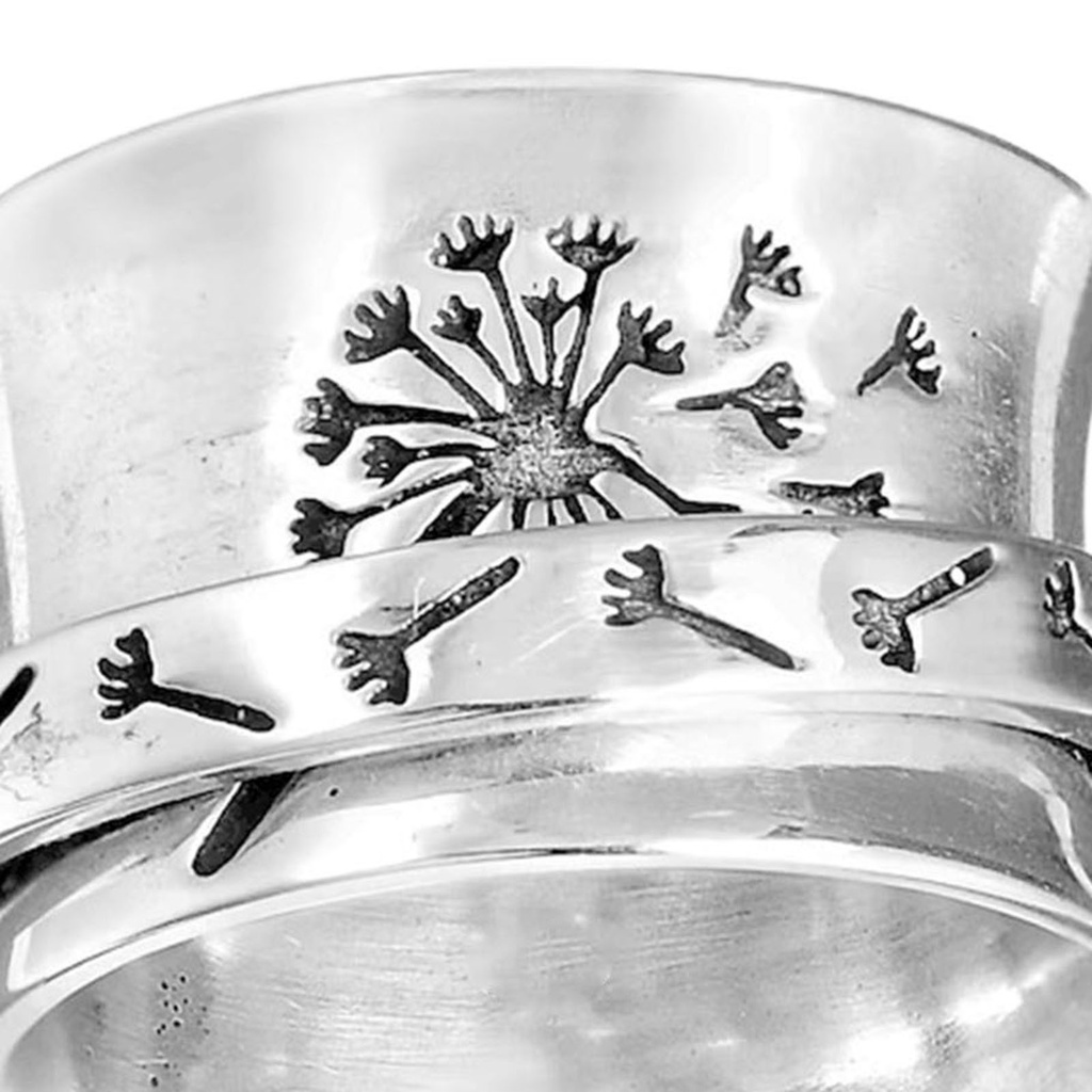 Hu Hu Hu Hu Hu Alat Bantu Pasang Kacamata♡ Cincin Wanita Bentuk Bunga Dandelion Gaya Vintage Untuk Pesta Pernikahan