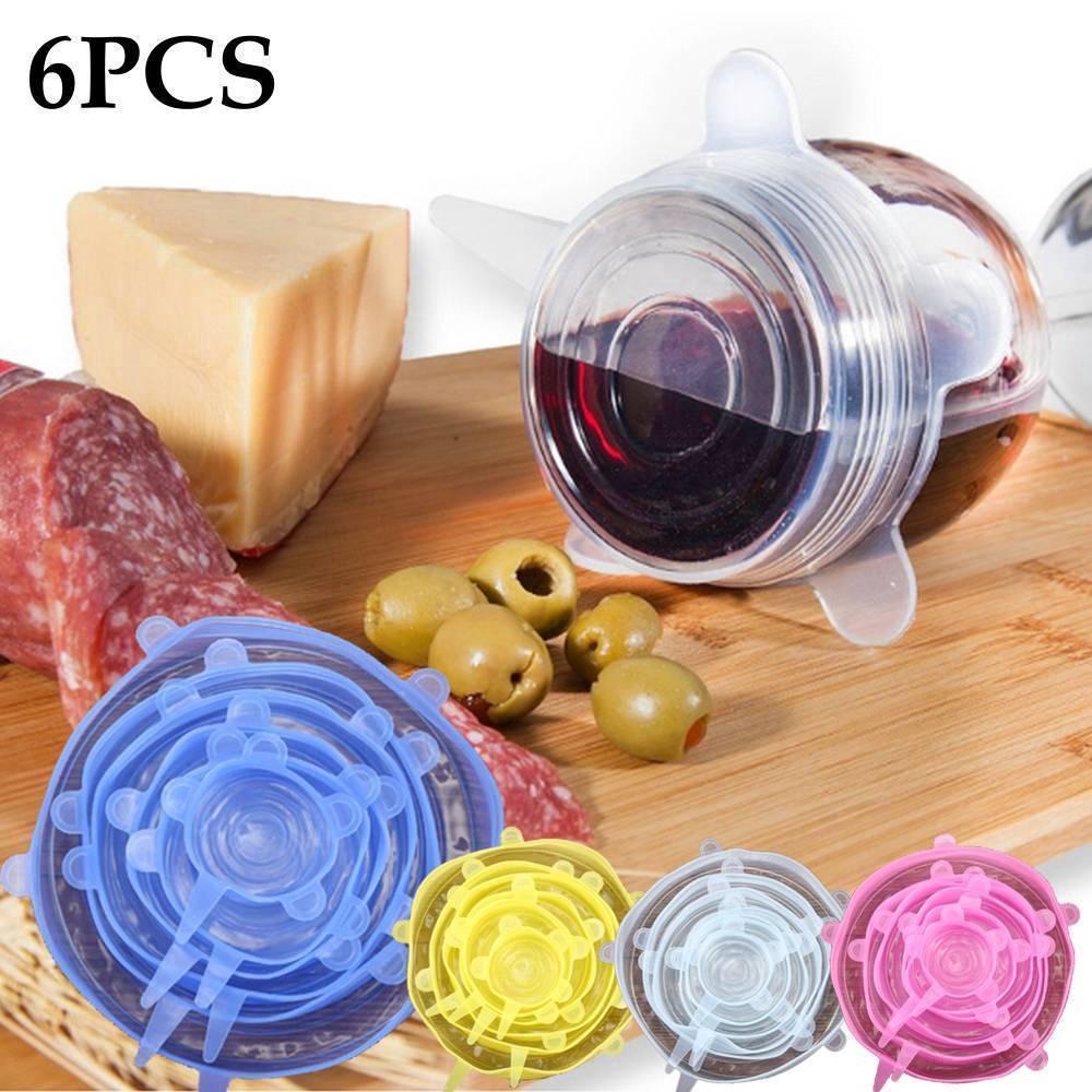 6Pcs / Set Penutup Stopper dengan Bahan Silikon Elastis untuk Dapur