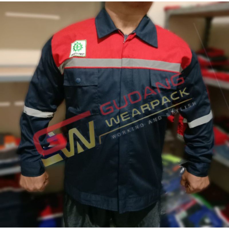 WEARPACK ATASAN Gudang Wearpack - Baju Kerja Seragam Proyek Warna DONGKER - MERAH