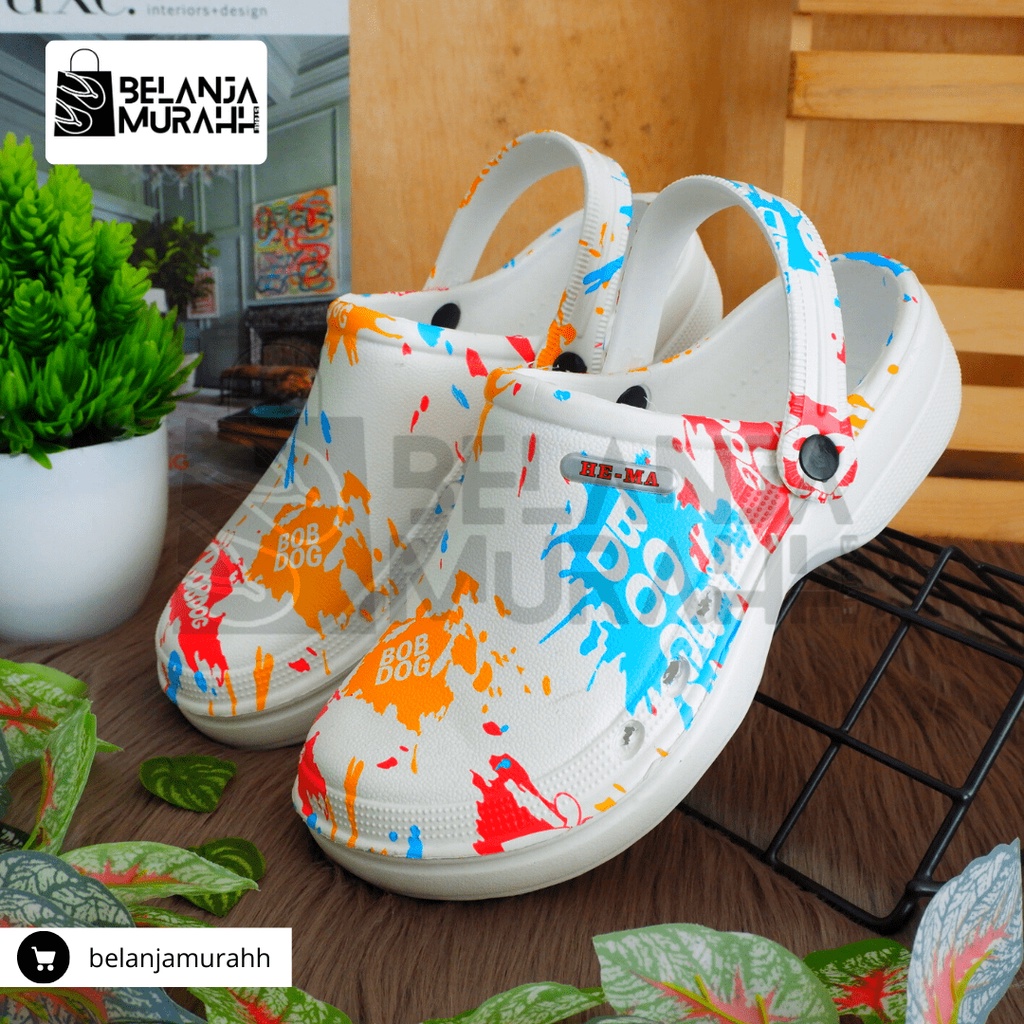 Sandal bakpao Motif Printing Pria/wanita sandal sepatu Crocs Motif Bobdog/Comic MOTIF Koran Keren