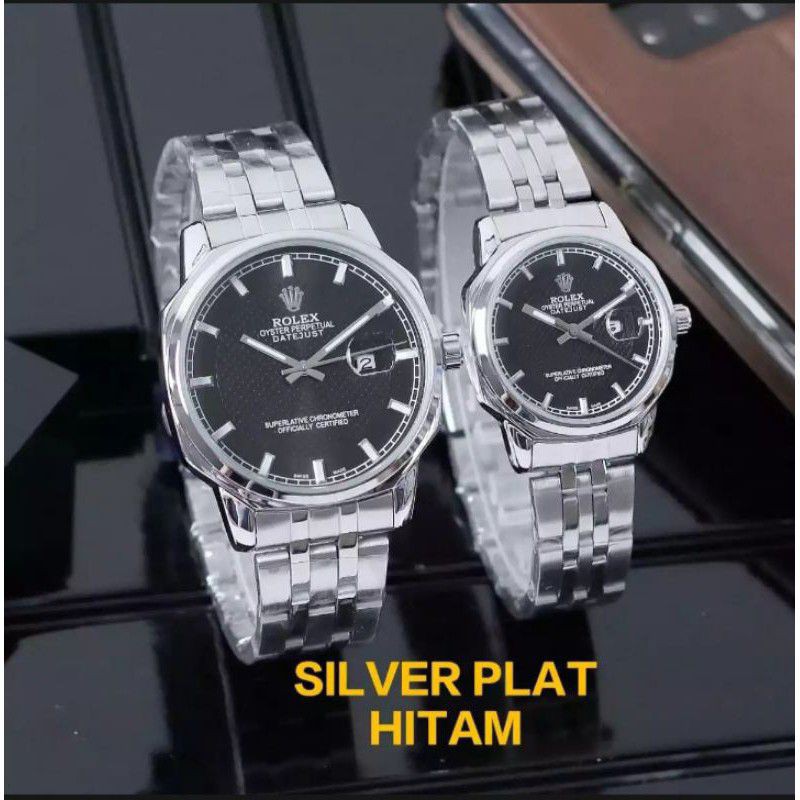 Jam Tangan pasangan pria wanita jam cauple tanggal aktif Rantai stainless