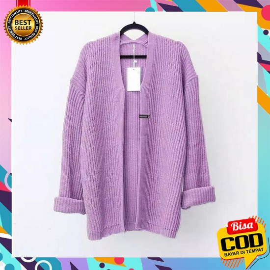 Kardigan Rajut Kepang Jumbo Wanita Panjang Impor Tebal Terbaru Kancing Cardigan Rajut Wanita - Overs
