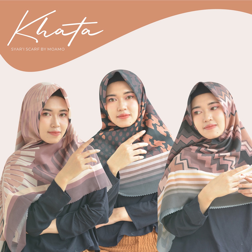 Jilbab Jumbo | Hijab Segi Empat Motif | Syar'i Scarf Voal Premium Khata Series