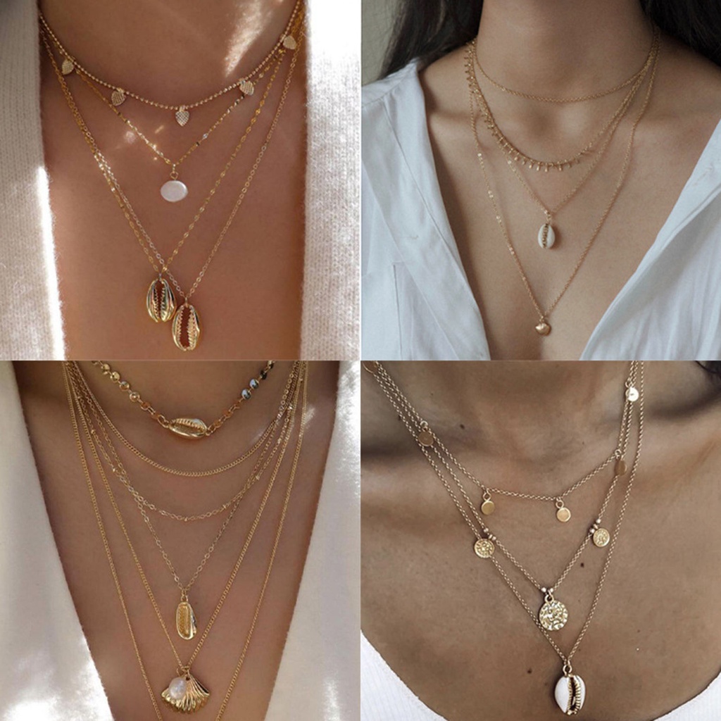 Hu Hu Hu Hu Hu Alat Bantu Pasang Kacamata♡ Kalung Multilayer Gaya Etnik Untuk Wanita