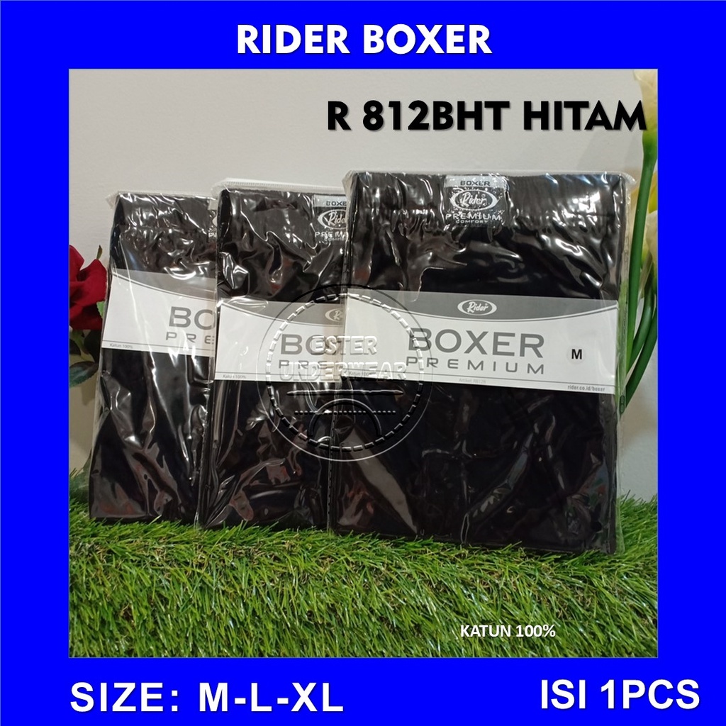 Rider Premium Boxer Man R 812BHT Hitam ISI 1 Pcs