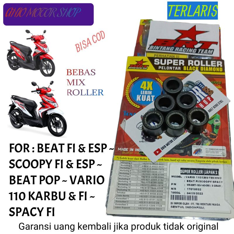 Roller Roler BRT Beat fi esp Honda scoopy fi esl 2013- 2019 SPACY FI BEAT STREET FI / VARIO 110 KARBU  FI /VARIO TEKNO 110 LOLER SCOOPY FI ROLLER BRT BEAT FI PROMO CLD TDR KAWAHARA DAYTONA ORIGINAL KVB KZL ROLLER BEAT POP Scoopy 2020 Promo discon one sale