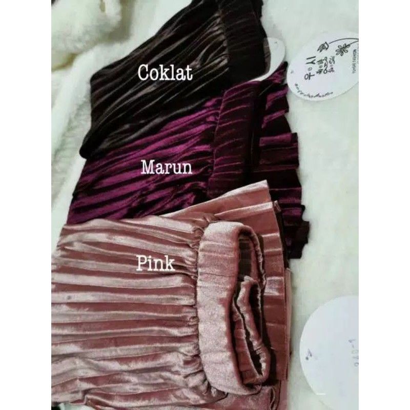 ROK PLISKET VELVET BLUDRU 7/8 (DI BAWAH BETIS) // ROK BLUDRU IMPORT// ROK IMPORT