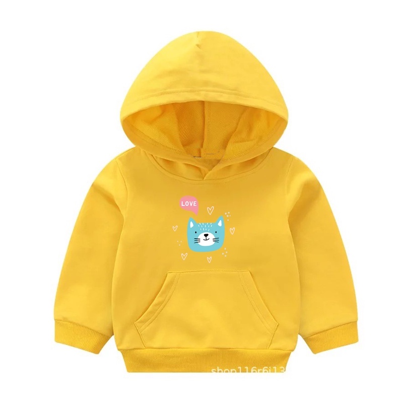 Hoodie Anak Cat love Sweater Anak Fleece Pakaian Anak