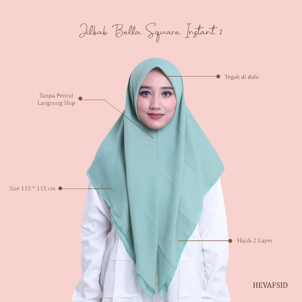 Jilbab Bella Square Instant 2 Layer