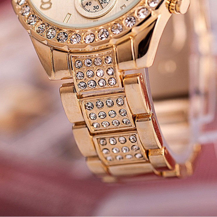 JAM TANGAN WANITA RANTAI STAINLESS GOLD GENEVA PESTA CENTURY JAM073G1 KECIL ORI IMPORT KOREA MURAH