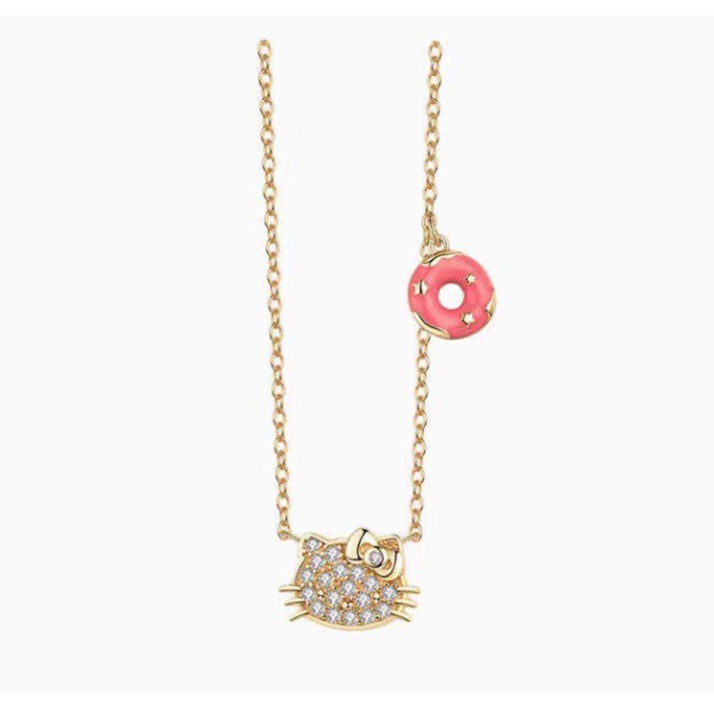 [Elegan] Kalung Korea Lucu Vintage Donat Hati Pesta Untuk Anak Perempuan Kitty Cat