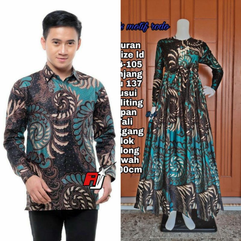 Maura Couple (HARGA SATUAN) - Sania Ruffle Batik Couple Gamis Standar Jumbo Terbaru -