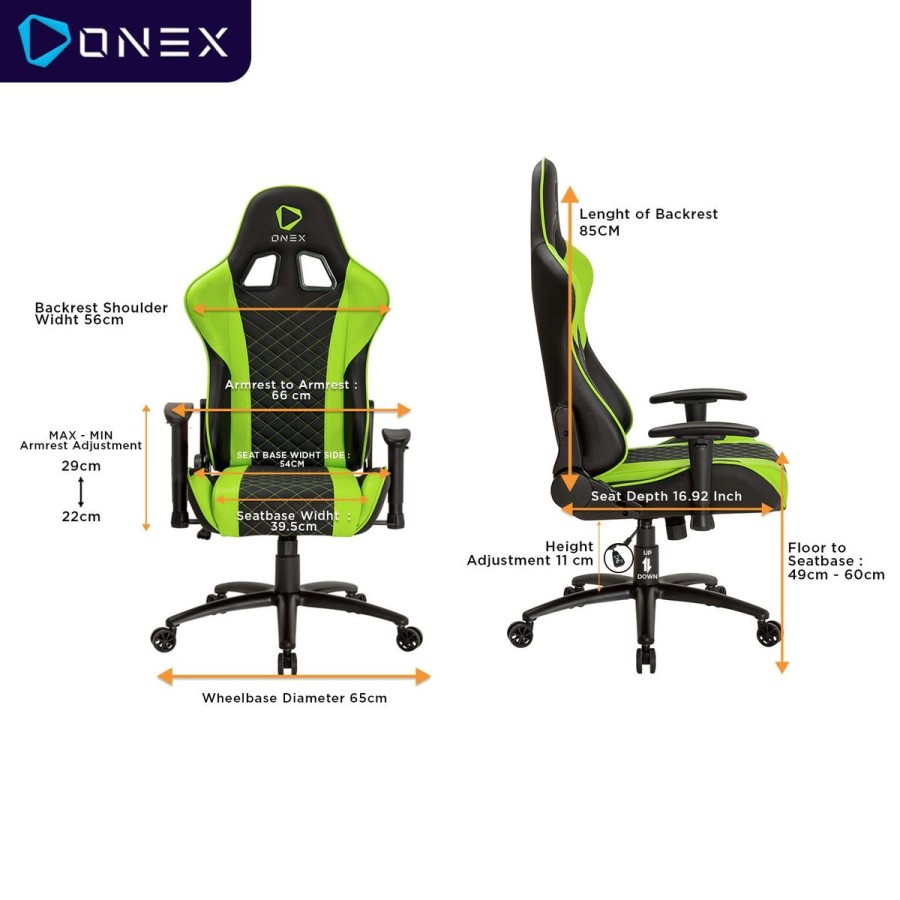 Kursi Gaming ONEX GX3 Premium Quality Gaming Chair Kursi - Hijau