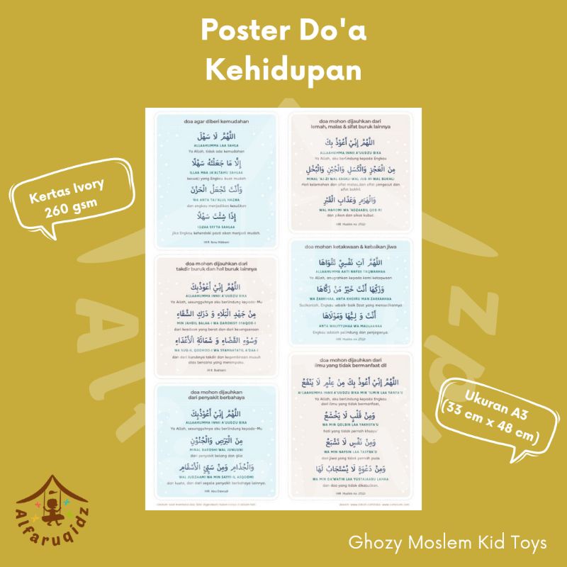 Jual Ghozy Poster Doa Kehidupan Agar Dijauhkan Dari Sifat Malas Pikun Dll Poster Belajar